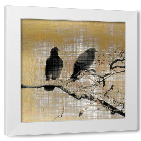 Black Birds 1 White Modern Wood Framed Art Print by Allen, Kimberly