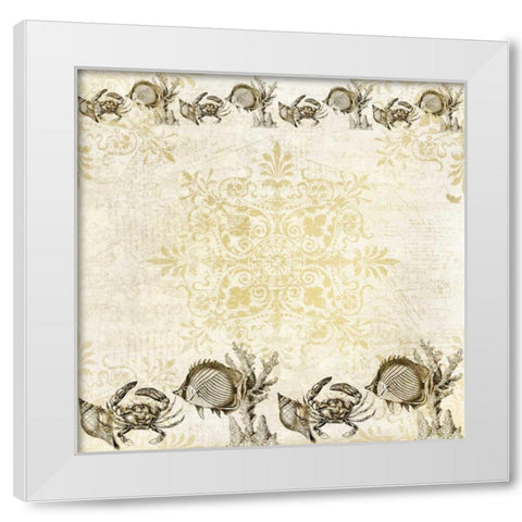 Indigo Coral Gold White Modern Wood Framed Art Print by Allen, Kimberly