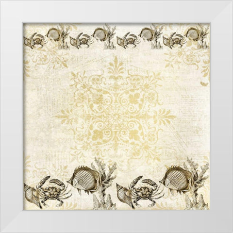 Indigo Coral Gold White Modern Wood Framed Art Print by Allen, Kimberly
