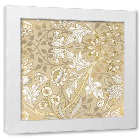 Golden Petals White Modern Wood Framed Art Print by Allen, Kimberly