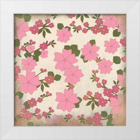 Pink Blooms White Modern Wood Framed Art Print by Allen, Kimberly