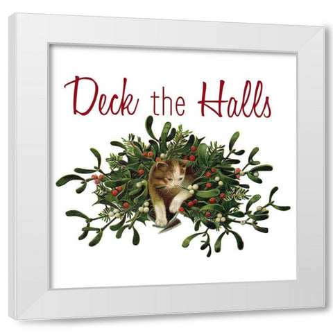 Cat Christmas 2 White Modern Wood Framed Art Print by Kimberly, Allen