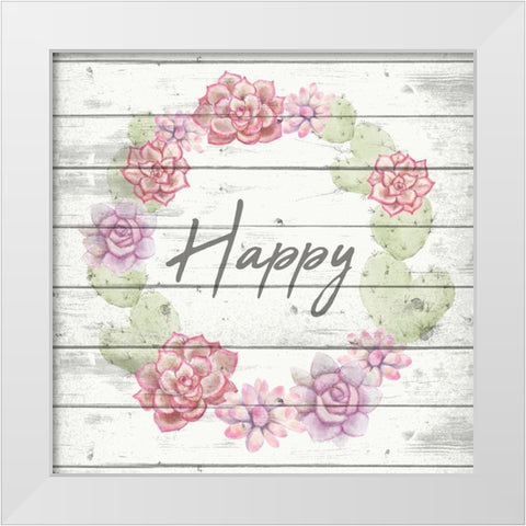 Happy White Modern Wood Framed Art Print by Kimberly, Allen
