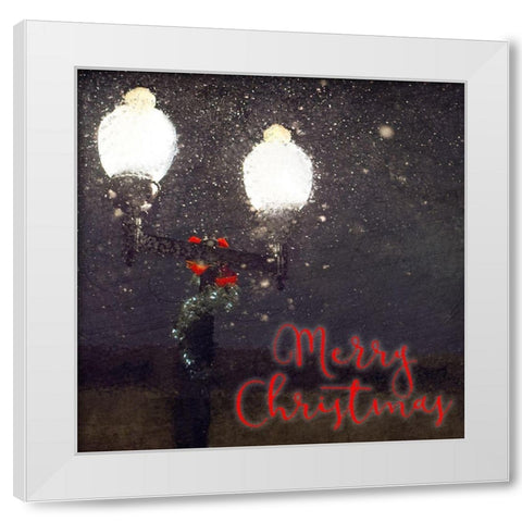 Light Post Christmas White Modern Wood Framed Art Print by Kimberly, Allen