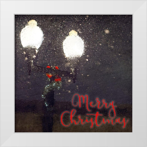 Light Post Christmas White Modern Wood Framed Art Print by Kimberly, Allen
