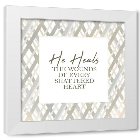 He Heals White Modern Wood Framed Art Print by Kimberly, Allen