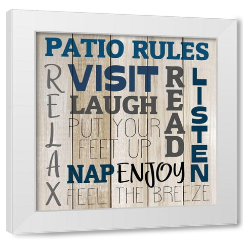 Patio Rules White Modern Wood Framed Art Print by Allen, Kimberly