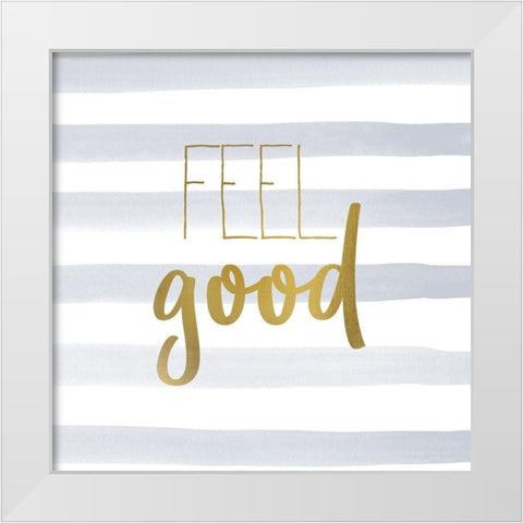 Be Happy 2 White Modern Wood Framed Art Print by Kimberly, Allen