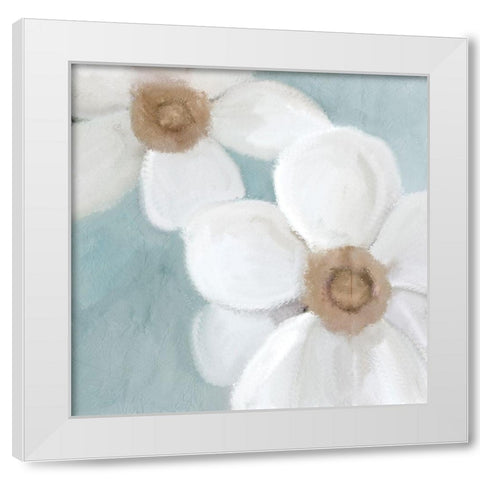 Blue Floral 2 White Modern Wood Framed Art Print by Kimberly, Allen