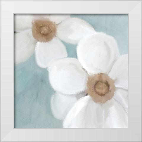 Blue Floral 2 White Modern Wood Framed Art Print by Kimberly, Allen