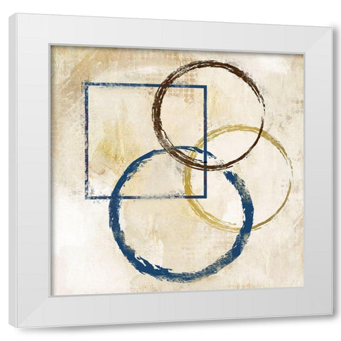 Blue Circles and Squares 1 White Modern Wood Framed Art Print by Allen, Kimberly
