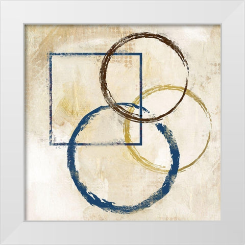 Blue Circles and Squares 1 White Modern Wood Framed Art Print by Allen, Kimberly