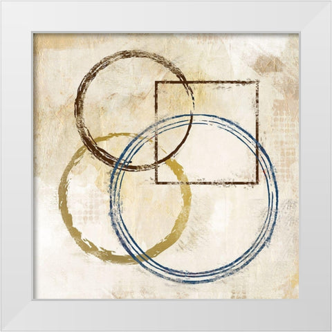 Blue Circles and Squares 2 White Modern Wood Framed Art Print by Allen, Kimberly