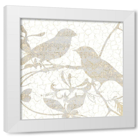 Bird Silhouette 1 White Modern Wood Framed Art Print by Kimberly, Allen