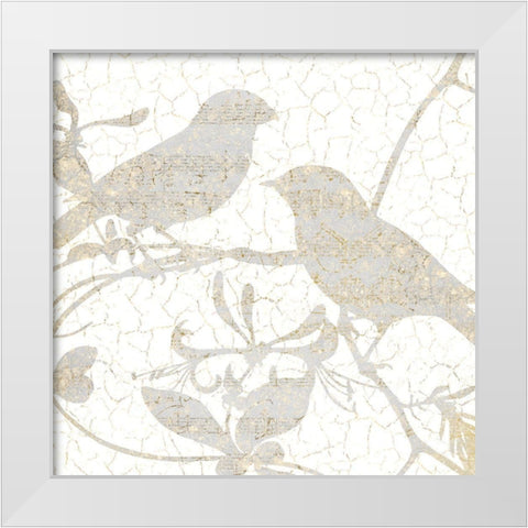 Bird Silhouette 1 White Modern Wood Framed Art Print by Kimberly, Allen