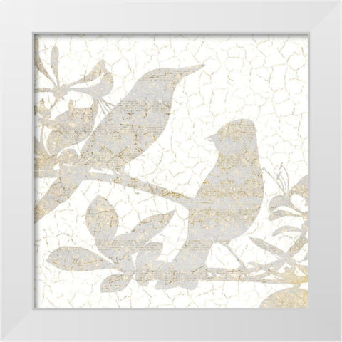 Bird Silhouette 2 White Modern Wood Framed Art Print by Kimberly, Allen
