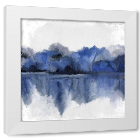 Indigo Trees White Modern Wood Framed Art Print by Kimberly, Allen