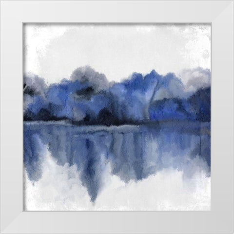 Indigo Trees White Modern Wood Framed Art Print by Kimberly, Allen