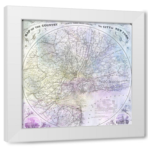 Watercolor Map 3 White Modern Wood Framed Art Print by Kimberly, Allen