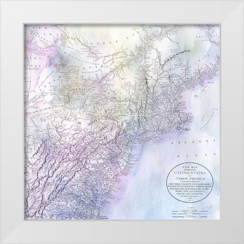 Watercolor Map 4 White Modern Wood Framed Art Print by Kimberly, Allen