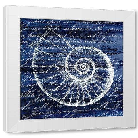 Indigo Shell 1 White Modern Wood Framed Art Print by Kimberly, Allen