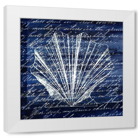 Indigo Shell 2 White Modern Wood Framed Art Print by Kimberly, Allen