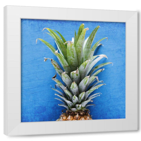 Pineapple Blue 1 White Modern Wood Framed Art Print by Kimberly, Allen