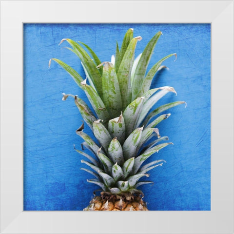 Pineapple Blue 1 White Modern Wood Framed Art Print by Kimberly, Allen