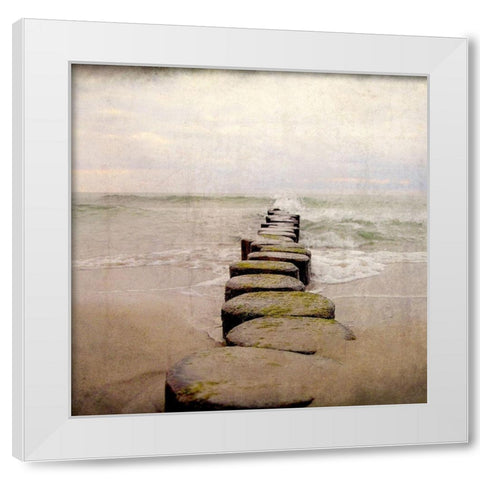 Dusk at the Beach White Modern Wood Framed Art Print by Kimberly, Allen
