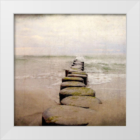 Dusk at the Beach White Modern Wood Framed Art Print by Kimberly, Allen