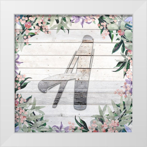 A Monogram White Modern Wood Framed Art Print by Kimberly, Allen