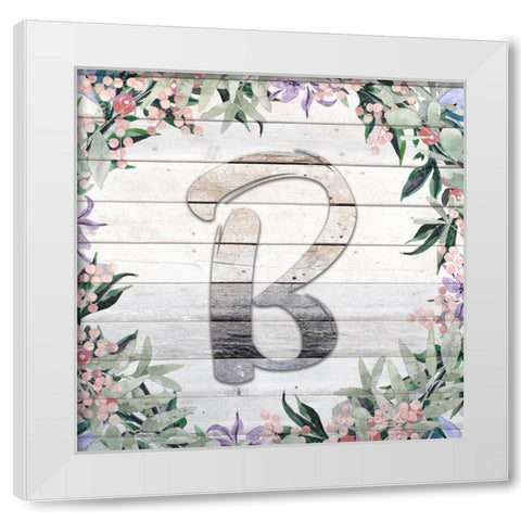 B Monogram White Modern Wood Framed Art Print by Kimberly, Allen