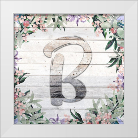B Monogram White Modern Wood Framed Art Print by Kimberly, Allen