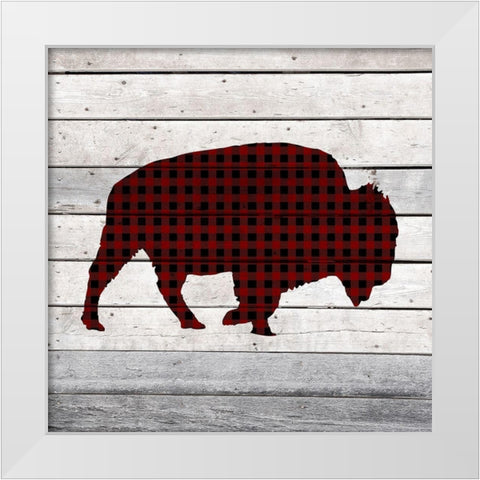 Moose and Bison Landing 1 White Modern Wood Framed Art Print by Kimberly, Allen