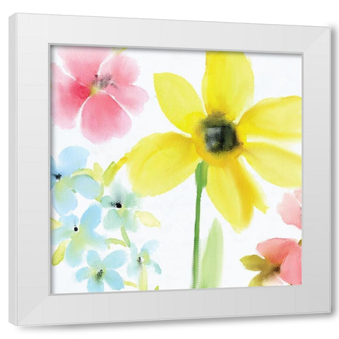 Springtime Blooms 1 White Modern Wood Framed Art Print by Kimberly, Allen