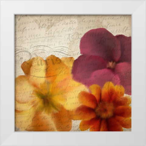 Autumn Blooms 1 White Modern Wood Framed Art Print by Kimberly, Allen