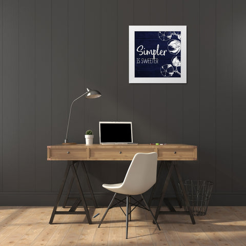 Simpler is Sweeter White Modern Wood Framed Art Print by Kimberly, Allen
