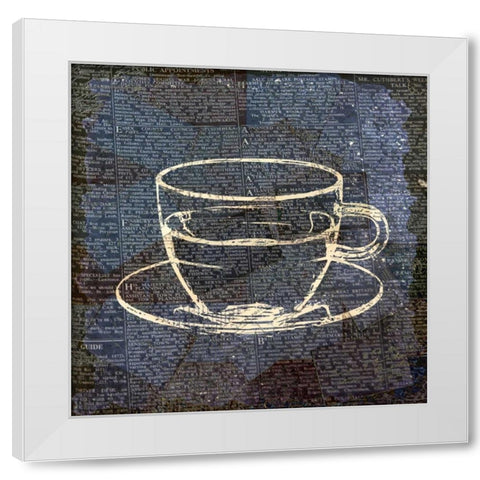 Coffee On Print Blue 2 White Modern Wood Framed Art Print by Allen, Kimberly