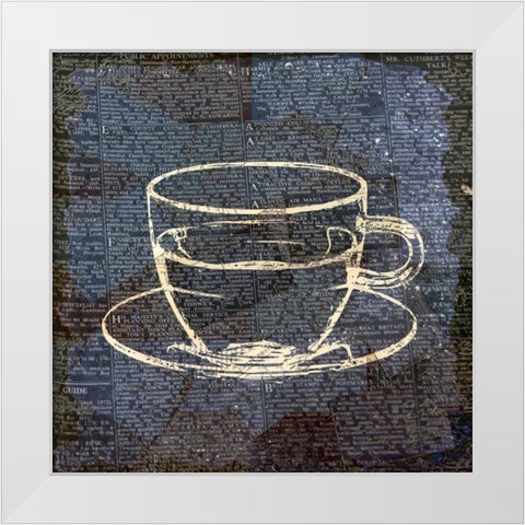 Coffee On Print Blue 2 White Modern Wood Framed Art Print by Allen, Kimberly