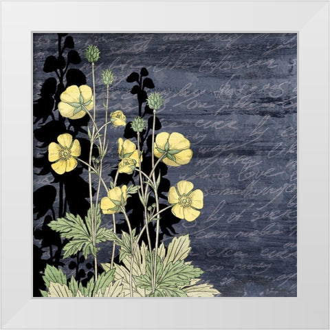 Navy Square Floral 1 White Modern Wood Framed Art Print by Kimberly, Allen
