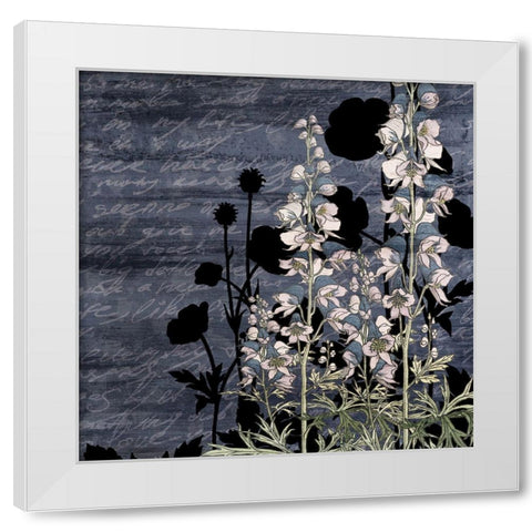 Navy Square Floral 2 White Modern Wood Framed Art Print by Kimberly, Allen