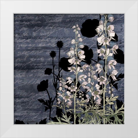 Navy Square Floral 2 White Modern Wood Framed Art Print by Kimberly, Allen