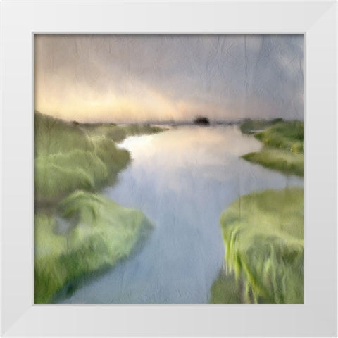 Dusk of the River White Modern Wood Framed Art Print by Kimberly, Allen