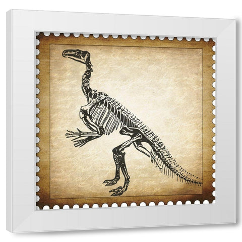 Dino Stamp 1 White Modern Wood Framed Art Print by Kimberly, Allen