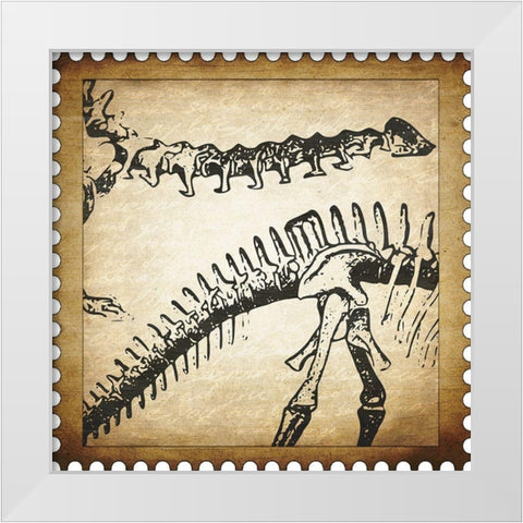Dino Stamp 2 White Modern Wood Framed Art Print by Kimberly, Allen