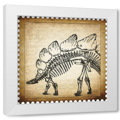Dino Stamp 3 White Modern Wood Framed Art Print by Kimberly, Allen