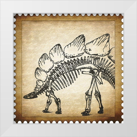Dino Stamp 3 White Modern Wood Framed Art Print by Kimberly, Allen