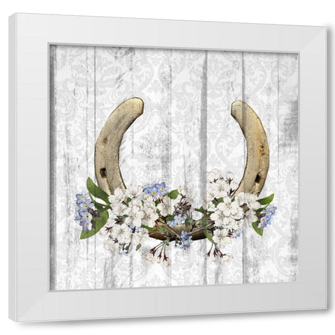 Horseshoe Floral 1 White Modern Wood Framed Art Print by Kimberly, Allen