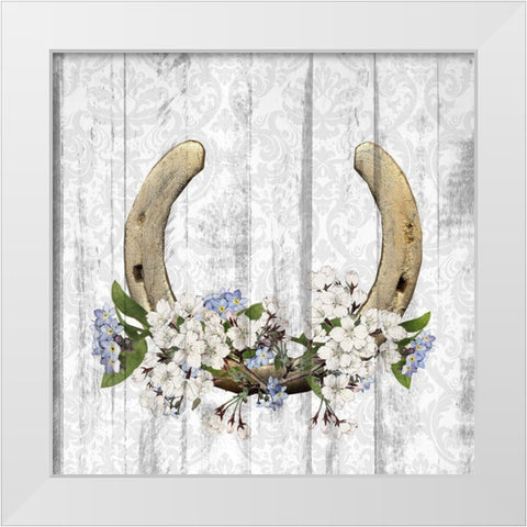 Horseshoe Floral 1 White Modern Wood Framed Art Print by Kimberly, Allen