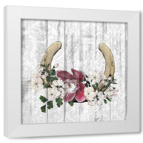 Horseshoe Floral 2 White Modern Wood Framed Art Print by Kimberly, Allen